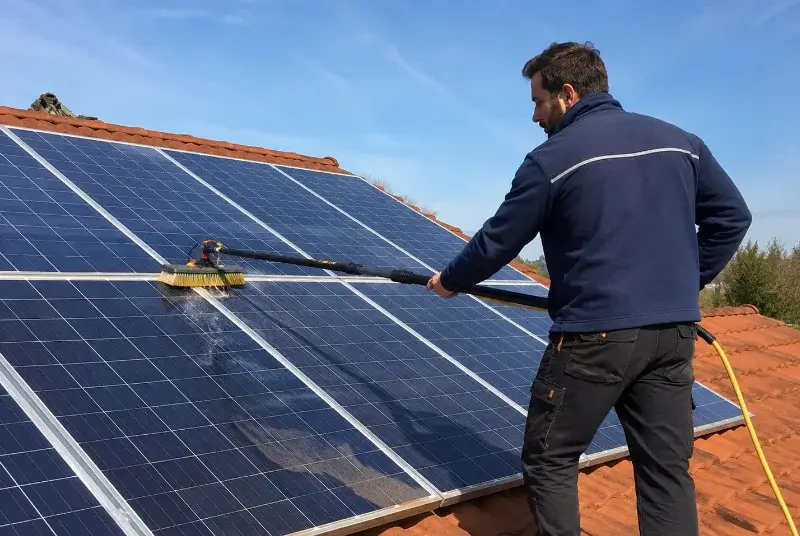 Nettoyage et entretien de panneaux solaires à l'Orbrie